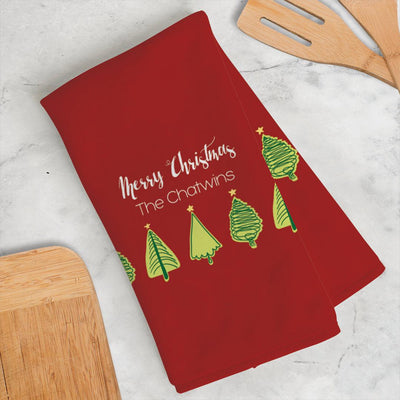 Personalized Christmas Tree Dish Towel -  - Gifts For You Now