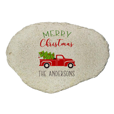 Personalized Red Truck Christmas  Flat Garden Stone -  - Gifts For You Now