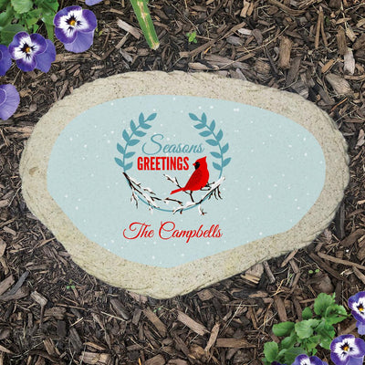 Personalized Season's Greetings Cardinal Flat Garden Stone -  - Gifts For You Now