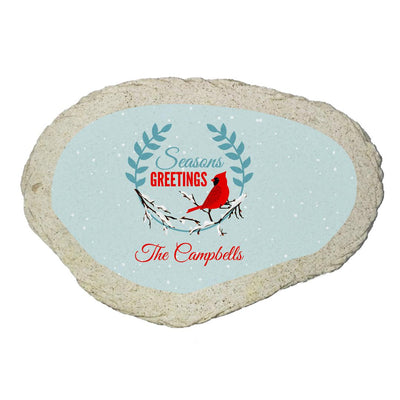 Personalized Season's Greetings Cardinal Flat Garden Stone -  - Gifts For You Now