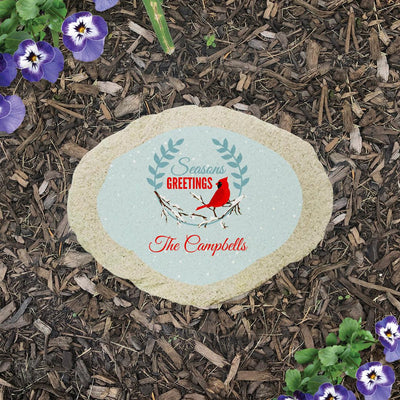 Personalized Season's Greetings Cardinal Small Garden Stone -  - Gifts For You Now