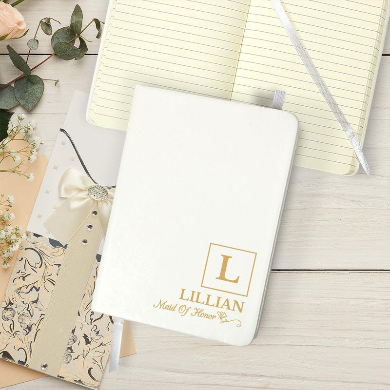 Personalized Wedding Journal With Monogram - Gold Print - - Gifts For You Now