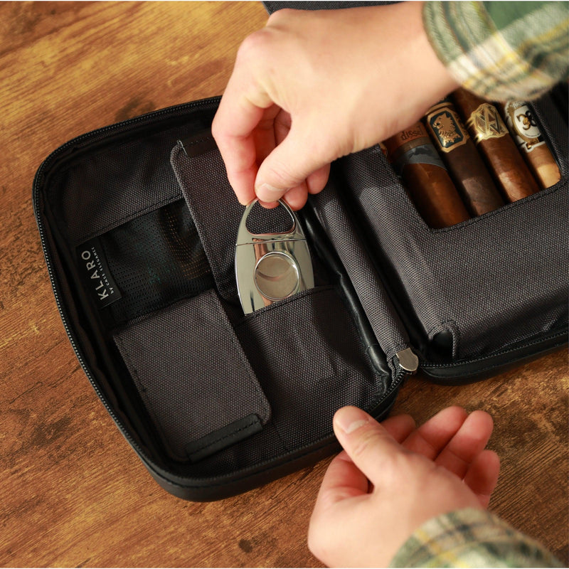 Flint Travel Leather Cigar Case - - Case Elegance