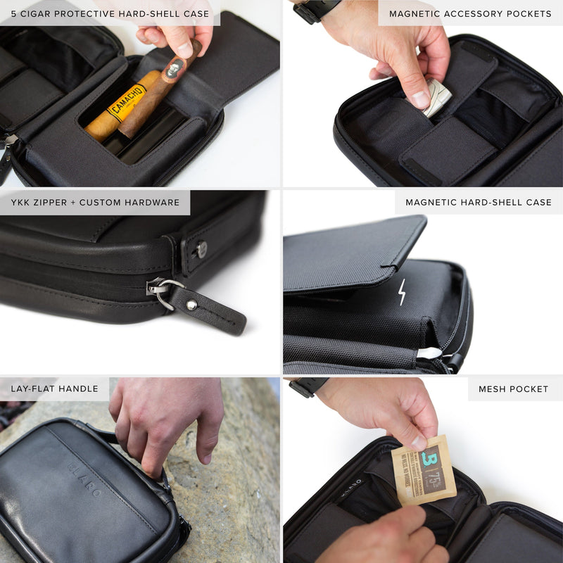 Flint Travel Leather Cigar Case - - Case Elegance