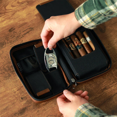 Flint Travel Leather Cigar Case - - Case Elegance