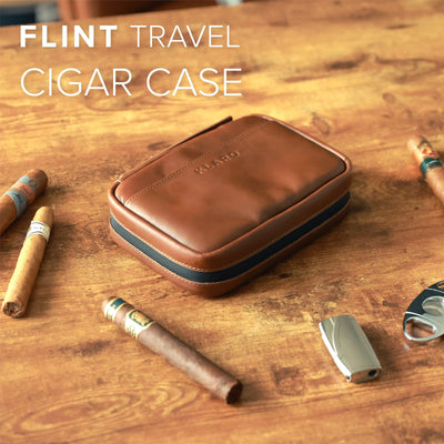 Flint Travel Leather Cigar Case - - Case Elegance