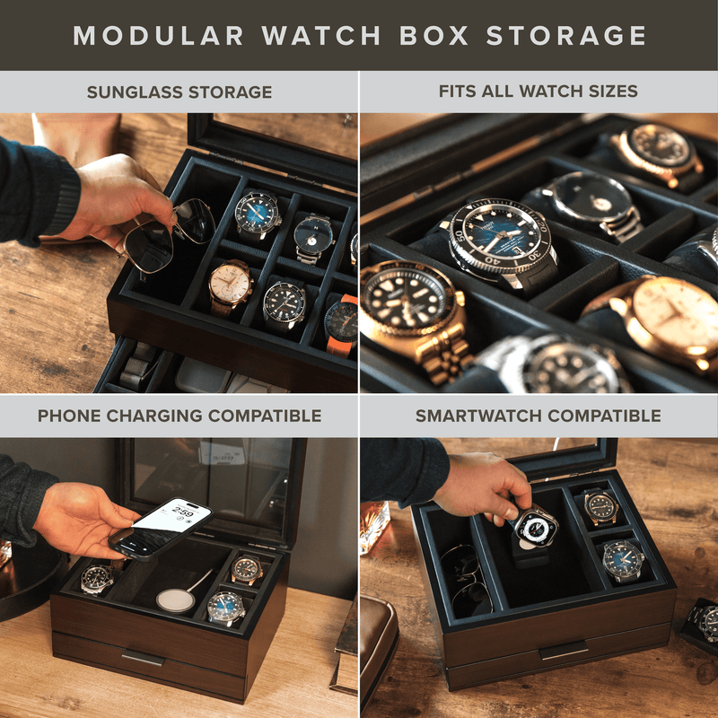 Mill Modular Watch Box - 8 Slot - - Case Elegance