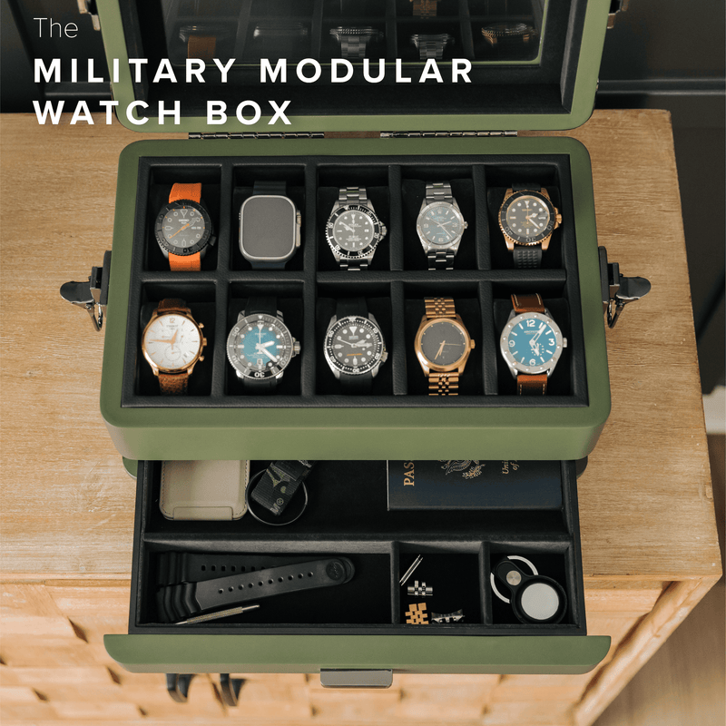 Military Modular Watch Box - 10 Slot - - Case Elegance