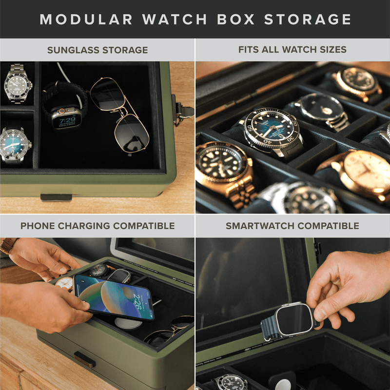 Military Modular Watch Box - 10 Slot - - Case Elegance