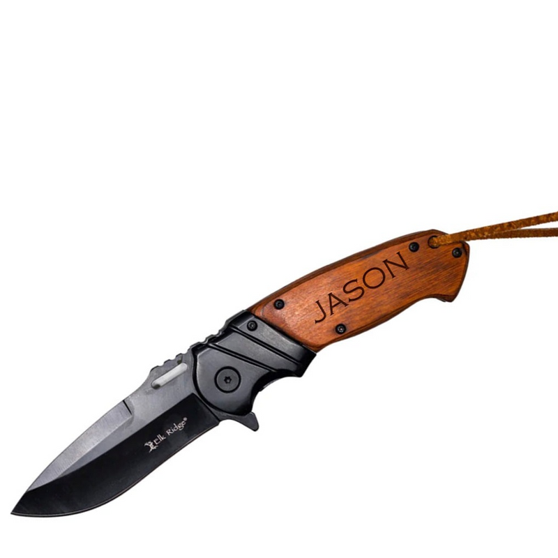 Personalized Brown Pakkawood Handle Pocket Knife -  - Completeful