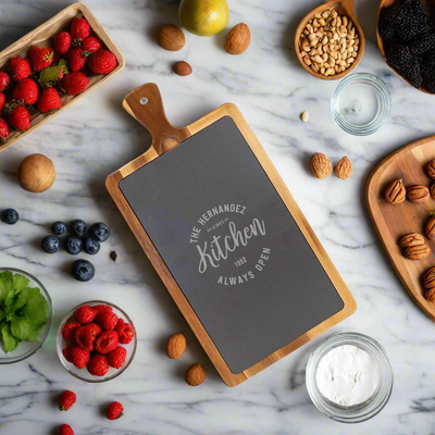 Personalized Acacia Wood/Slate Cutting Board