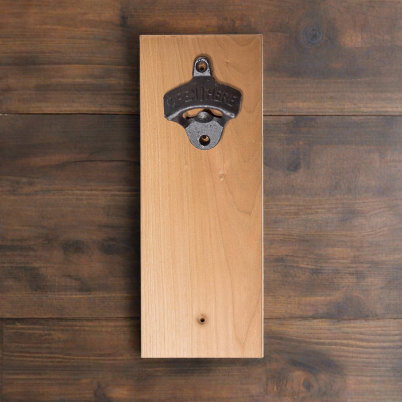 Personalized Wall-Mounted Wooden Bottle Opener - Cherrywood - Completeful