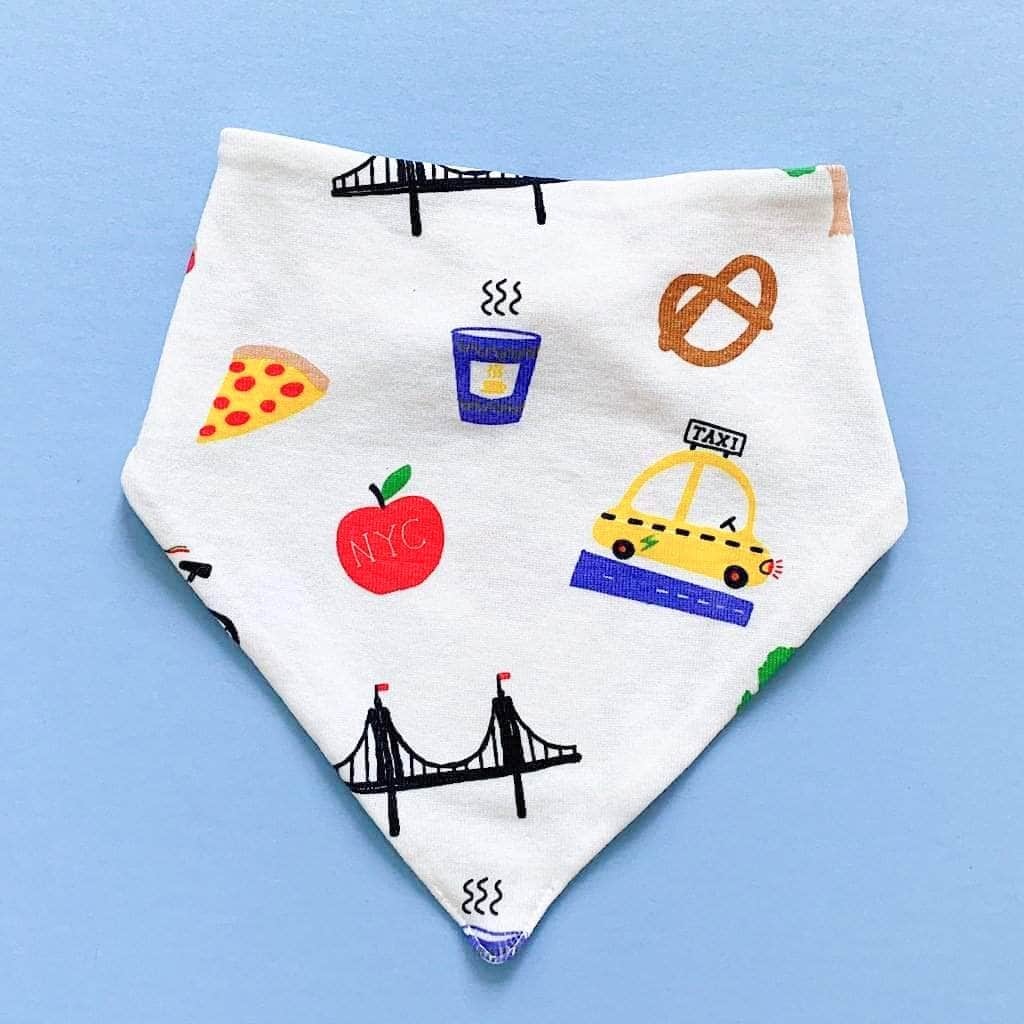 Organic Baby Bib Kerchief Reversible - Big City All Over Print -  - Estella