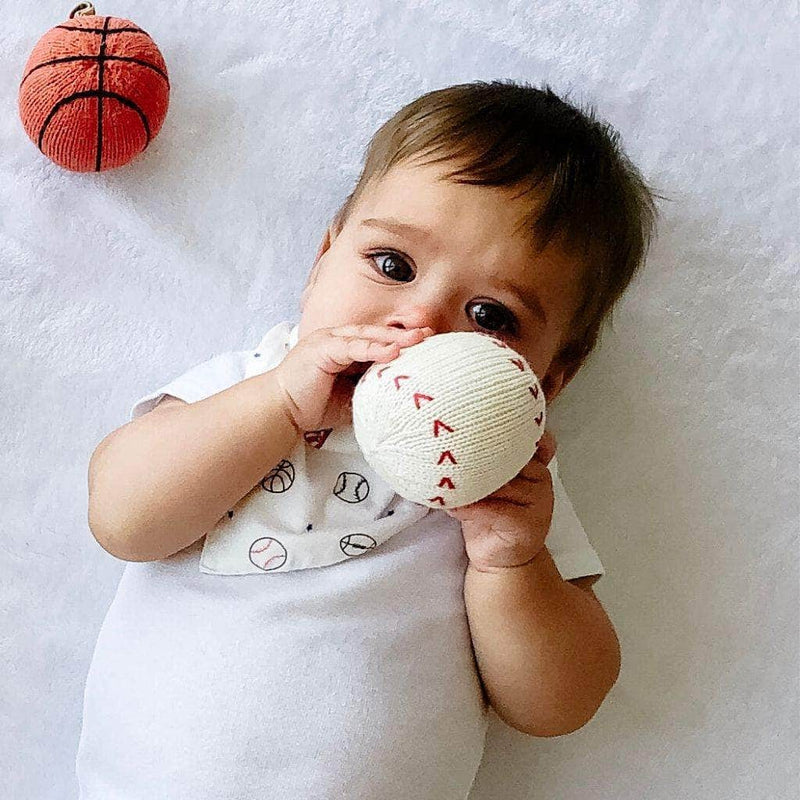 Organic Baby Ball Toy Set | Newborn Rattles - Football, Baseball & Basketball -  - Estella