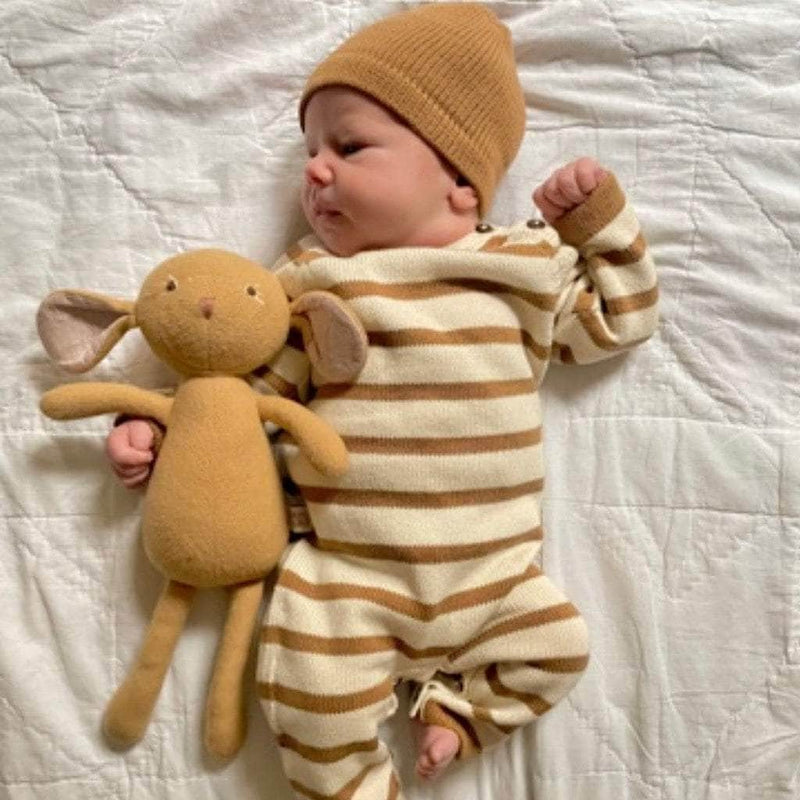 Organic Baby Gift Set | Knit Romper, Hat, Giraffe & Monkey Toys -  - Estella