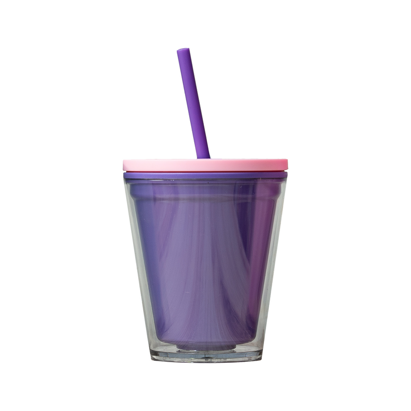 Personalized 10oz Acrylic Tumbler with Lid & Straw - Purple - Completeful
