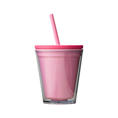 Personalized 10oz Acrylic Tumbler with Lid & Straw - Pink - Completeful