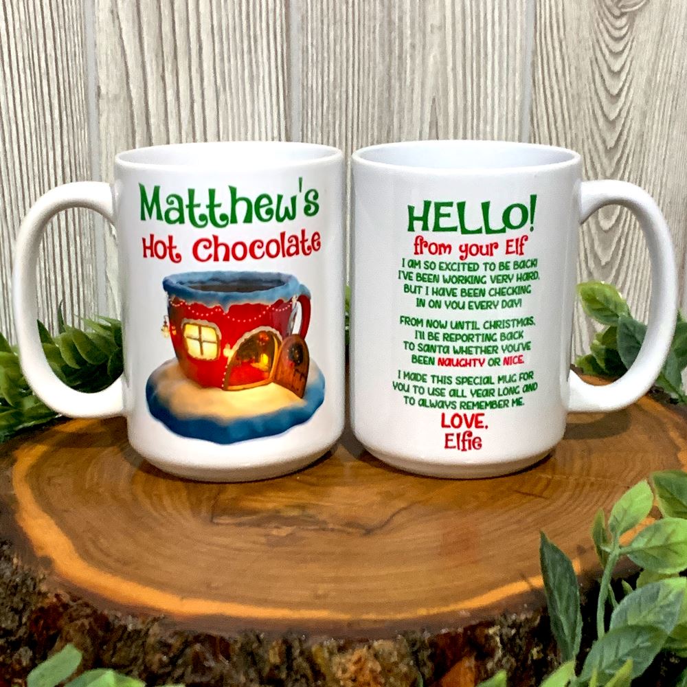 Personalized Elf Is Back Kids Christmas Mugs -  - Lazerworx