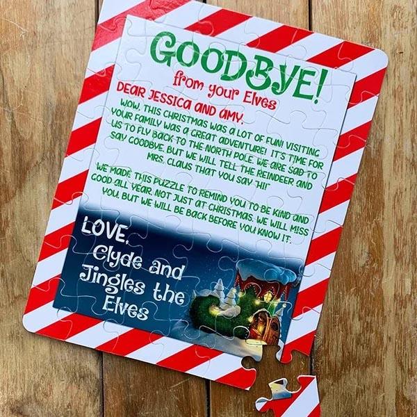 Personalized Elf Puzzles - Hello or Goodbye Christmas Jigsaw -  - Lazerworx