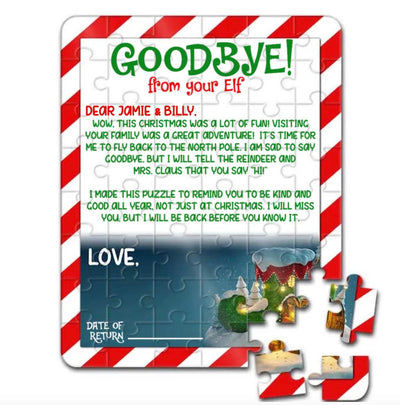 Personalized Elf Puzzles - Hello or Goodbye Christmas Jigsaw -  - Lazerworx