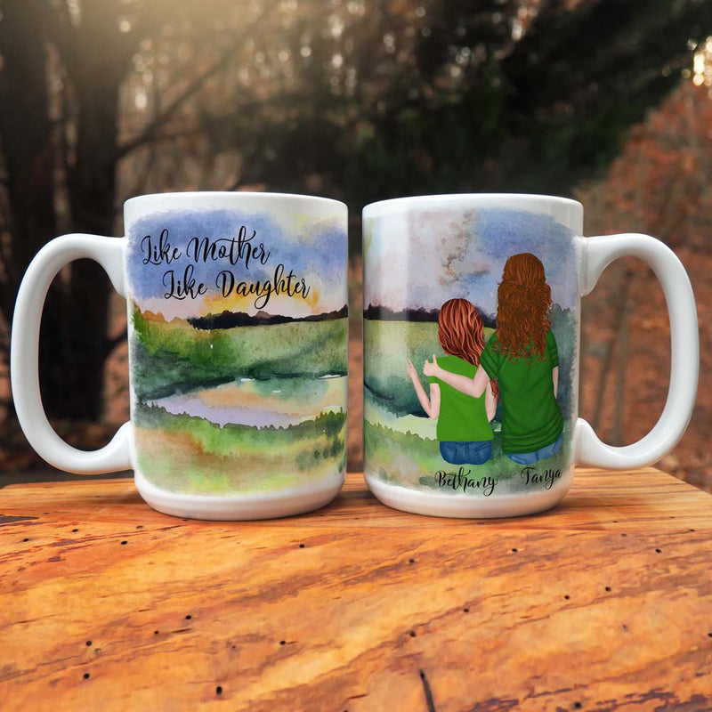 Personalized Watercolor Mom and Daughter Mug - - Lazerworx