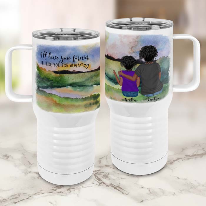 Personalized Watercolor Mom and Daughter Mug - - Lazerworx