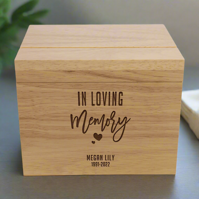 Personalized Memorial Keepsake Woodbox - - Lazerworx