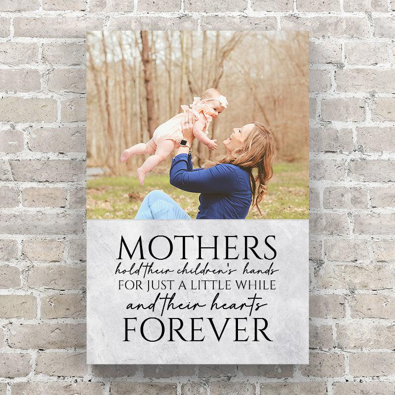 Personalized Mothers Hold Their Children Hands, Hearts FOREVER - Photo Upload Canvas Wall Art -  - Lazerworx