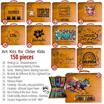 Personalized 150-pc Kids Art Kit with Carrying Case