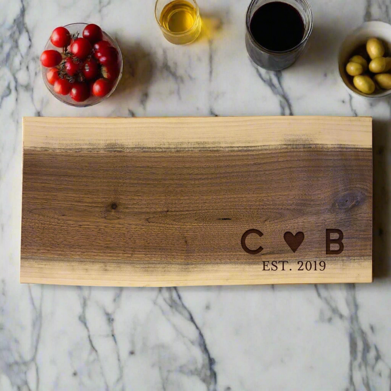 Personalized Black Walnut Cutting and Charcuterie Board