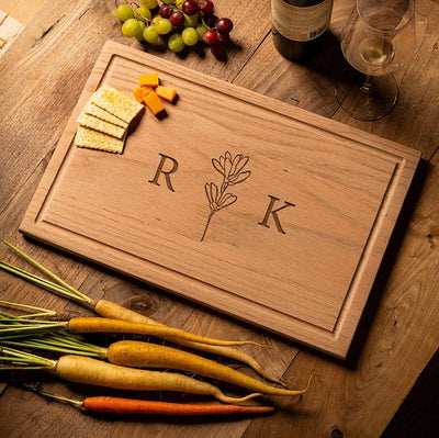 Personalized 11x17 Red Oak Cutting Board with Grooves -  - Completeful