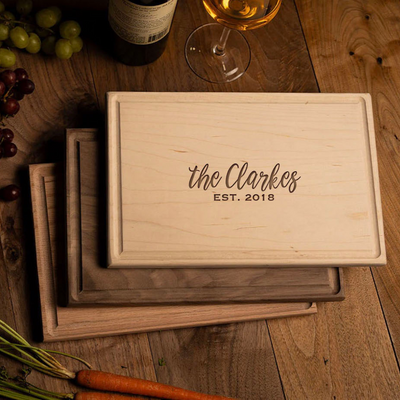 Personalized 11x17 Red Oak Cutting Board with Grooves -  - Completeful