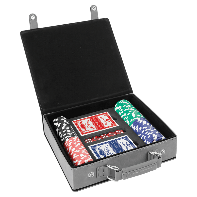 Personalized Gray 100-Chip Poker Set -  - Lazerworx