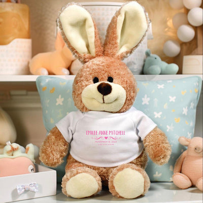 Personalized Birth Stats Stuffed Bunny - - Gifts For You Now