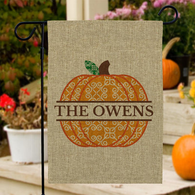 Personalized Pumpkin Burlap Garden Flag - Print One Side - Gifts For You Now