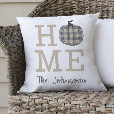 Personalized Home with Plaid Pumpkin Throw Pillow Sham -  - Gifts For You Now