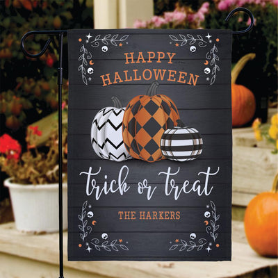 Personalized Trick or Treat Black Garden Flag - Print One Side - Gifts For You Now