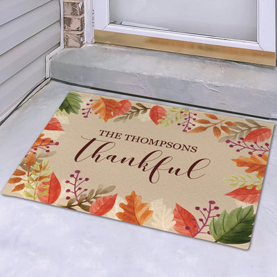 Personalized Thankful Leaves Doormat -  - Gifts For You Now