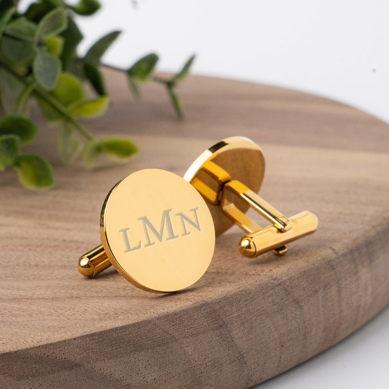 Personalized Round Gold Cufflinks -  - Completeful