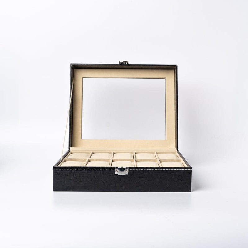 Personalized Black Leather Watch Box -  - Completeful