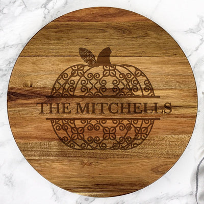 Personalized Pumpkin Family 16" Lazy Susan Acacia -  - Gifts For You Now