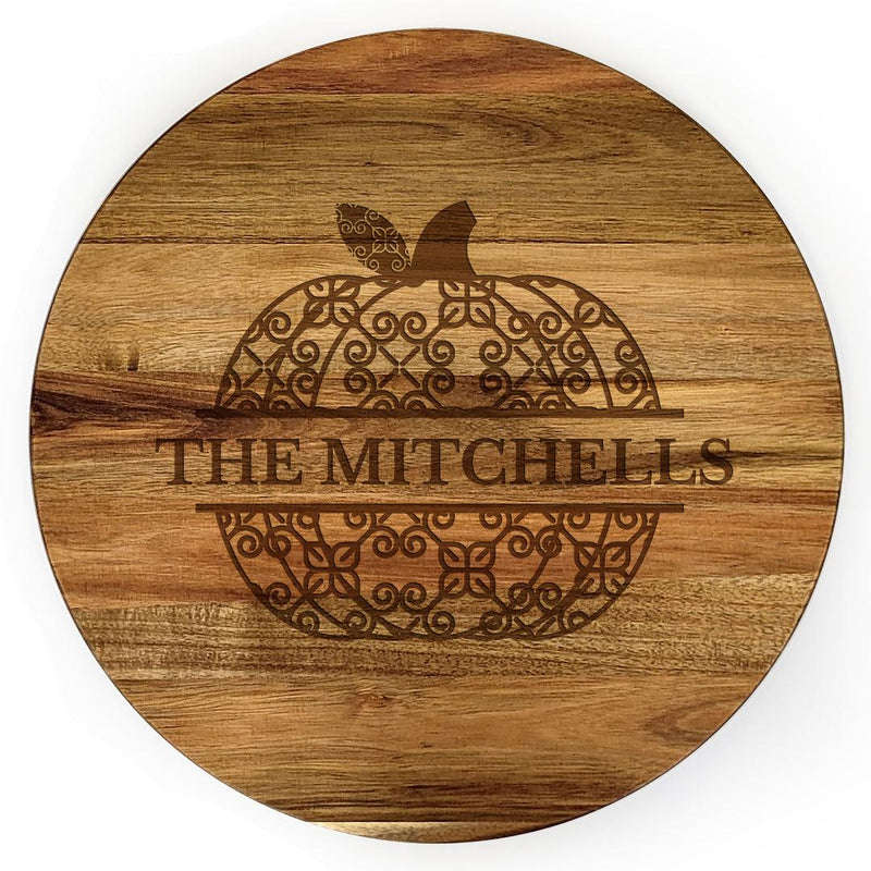 Personalized Pumpkin Family 16" Lazy Susan Acacia -  - Gifts For You Now