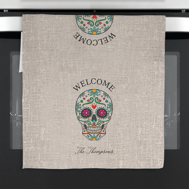 Personalized Halloween Skull Tea Towel -  - Gifts For You Now