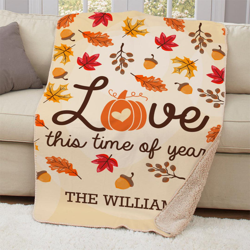 Personalized Love This Time of Year Sherpa Throw Pillow -  - Gifts For You Now