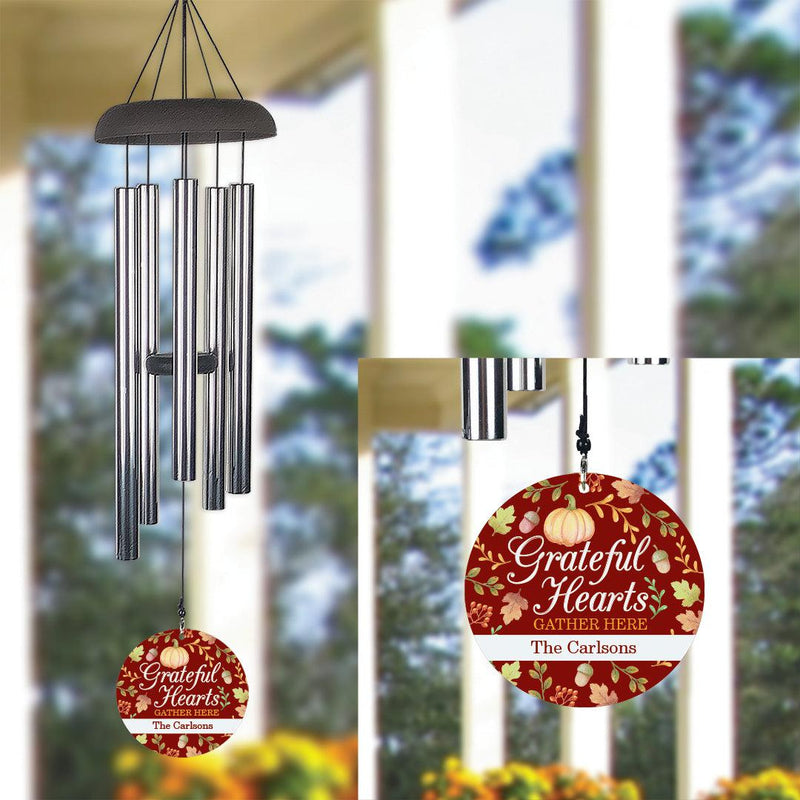 Personalized Grateful Hearts Wind Chime - 24" - Gifts For You Now