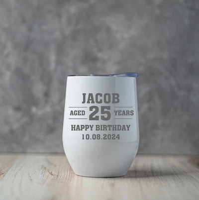 Personalized Aged Birthday Wine Tumblers 12oz -  - Completeful