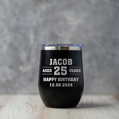 Personalized Aged Birthday Wine Tumblers 12oz -  - Completeful