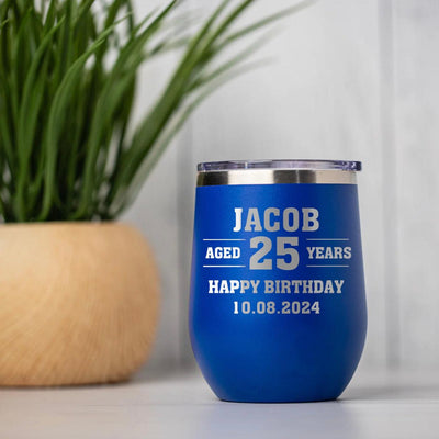 Personalized Aged Birthday Wine Tumblers 12oz -  - Completeful