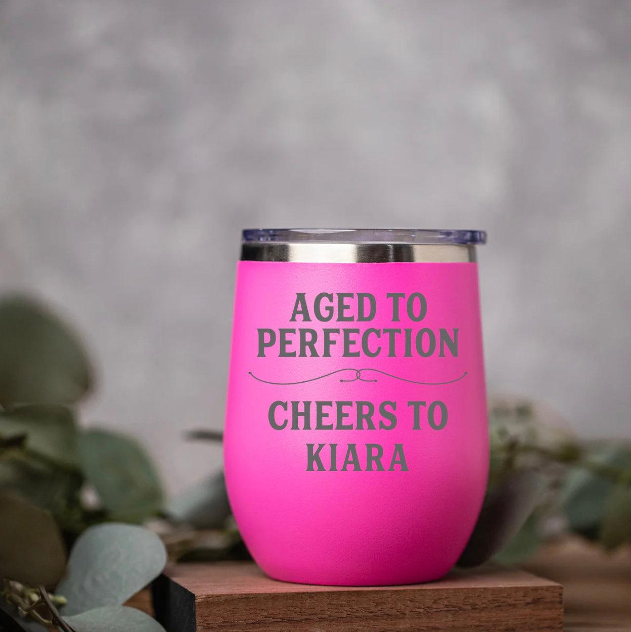 Personalized Aged To Perfection Birthday Wine Tumblers 12oz -  - Completeful