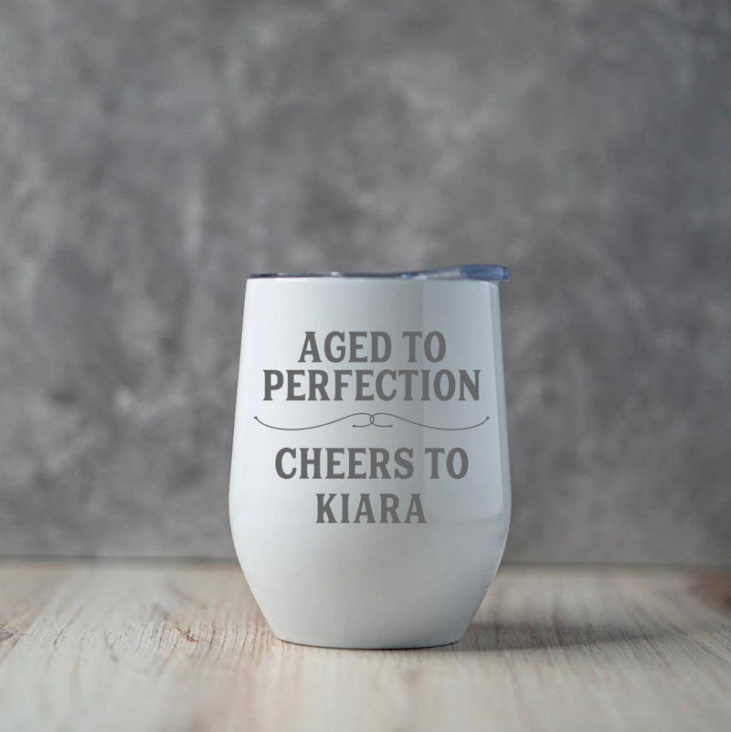 Personalized Aged To Perfection Birthday Wine Tumblers 12oz -  - Completeful